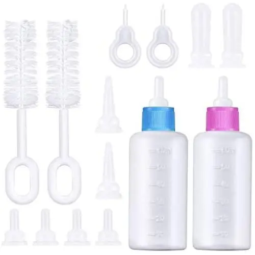 Frienda Pet Feeding Bottle Kit, Squeeze Liquid Cat Nursing Bottle Needle Tubing Kit and Replacement Mini Nipples for Kitten Puppy Small Pet Feeding Tool Frienda Pet Feeding Bottle Kit, Squeeze Liquid Cat Nursing Bottle Needle Tubing Kit and Replacement Mini Nipples for Kitten Puppy Small Pet Feeding Tool