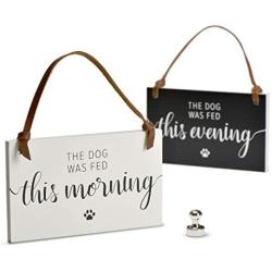 PYROH Dog Feed Reminder - Wooden Dog Feeding Schedule - Feed Dog Magnet Sign - Did You Feed The Dog - AM/PM Indicator to Replace Dog Feeding Chart