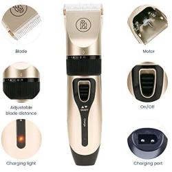 Pawtrender Cordless Dog Hair Clippers Low Noise USB Rechargeable Pet Grooming Kit for Dogs Cats with Thick Coats