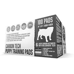 Bulldoglogy Carbon Black Puppy Pee Pads with Adhesive Sticky Tape - Large Charcoal Housebreaking Dog Training Wee Pads (24x24) 6 Layers with Extra Quick Dry Bullsorbent Polymer Tech (100-Count)