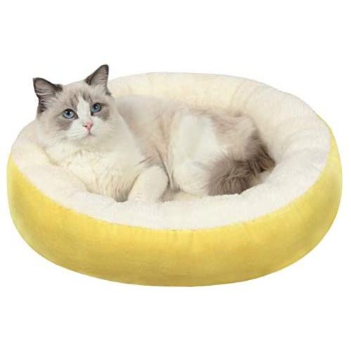 EDUJIN Cat Bed & Dog Bed, Calming Pup Dog Cat Bed for Small Medium Pet, Non-Slip Bottom, Machine Washable Round Warm Bed for Dogs with Fluffy Comfy Lining Plush Kennel(20'',24'')