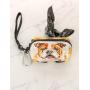 Fydelity poopyCUTE- Doggy Poop Waste Bag Dispenser for Fashionably Cute Owner and Dog Breed,Puppy Supply|Women Luxury Fashion Style, On Leash Holder Clip for Bag/Travel/Walking/Treat/Key:Bulldog