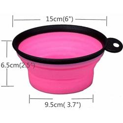 Visky Pet Travel Bowl Dog Water Food Bowl TPE Material Collapsible Portable Bowls With Carabiner and Clicker -Pink