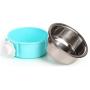 IMIKE Removable Stainless Steel Crate Dog Bowl,Pets Hanging Water Food Feeder Bowl Cage Coop Cup for Dogs,Cats,Birds,Small Animals-Blue