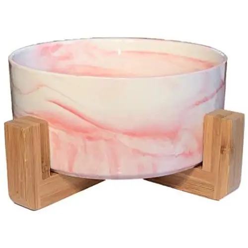 Ceramic Elevated Dog Food or Water Bowl-No Spill or Tip Over-Pet Food Water Feeder Dish-Stylish Marble Finish- Sold with Cotton Gift Bag Ceramic Elevated Dog Food or Water Bowl-No Spill or Tip Over-Pet Food Water Feeder Dish-Stylish Marble Finish- Sold with Cotton Gift Bag