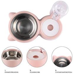 HXN Double Dog Cat Bowls, Water and Food Bowl Set with Detachable Stainless Steel Bowl, Automatic Water Dispenser Bottle, Pet Feeder for Small Medium Size Dog Cat