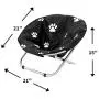 Etna Folding Pet Cot Chair - Portable Round Fold Out Elevated Cat Bed - Water Resistant Paw Print Cushion - Papasan Chair for Small Dogs