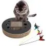 Tfwadmx Cat Round Scratch Pad, Cat Scratch Board Lounge Bed Ball Track Turbo Toy Interactive Scratcher with Cat Teaser Toy