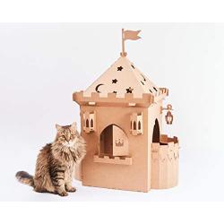Personalized Cardboard Cat House with Balcones. Cat Furniture. Cat Fortress.