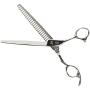 ShearsDirect Japanese 440C 24 Tooth Chunker with Light Blue Gem Stone Tension and Anatomic Handle, 7.5-Inch