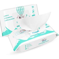 PETRIBE Large Pet Wipes for Dogs and Cats, 100 Moist and Thick Fresh Count, 100% Natural Puppy Wipes, Grooming Wipes for Paws, Body and Butt, 8 x 8 in
