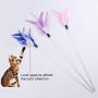 Bullker Kolefei Pet Cat Kitten Sequin Feather Teaser Palying Stick Wand Rod Interactive Toy for Home Purple