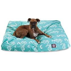 Teal Sea Horse Extra Large Rectangle Indoor Outdoor Pet Dog Bed With Removable Washable Cover By Majestic Pet Products