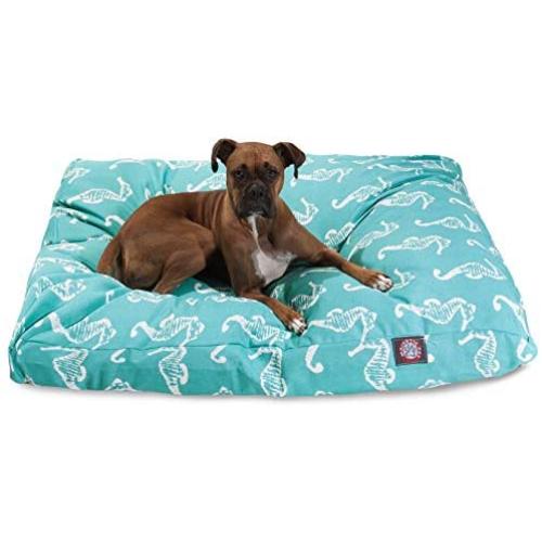 Teal Sea Horse Extra Large Rectangle Indoor Outdoor Pet Dog Bed With Removable Washable Cover By Majestic Pet Products