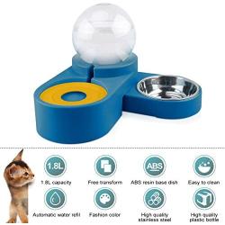 FPVERA Double Cat Bowls with Stand Pet Water Bowl and Food Bowl Set Dog Bowls and Cat Food Bowls with Pets Automatic Water Dispenser for Small Dogs and Cats
