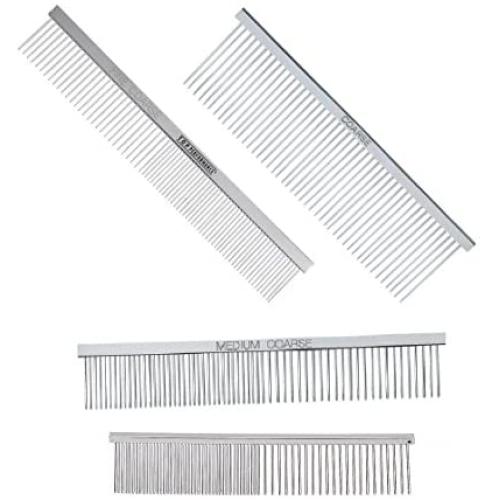 Dog Grooming 4 Piece Greyhound Comb Kit Essential Professional Groomers Tool Set