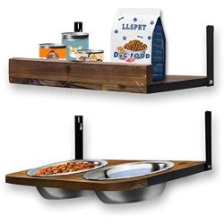 LLSPET Elevated Dog Bowl Stand Raised Dog Bowls for Large Dogs, Wall Mounted Food Feeding Rack for Pets Waterproof Dogs Cats Feeder 2 Stainless Steel Double Bowls for Food and Water