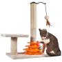 PEEKAB Tall Cat Scratching Post Kitten Sisal Scratcher Tree with Cat Tracks Toy Balls - 25 inches (Beige)