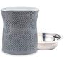 Pet Junkie Santa Fe Elevated Dog Bowl for Food and Water with Stainless Steel Washable Inner Bowl, Gray