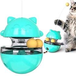 QAZSE Cat Puzzle Feeder Toy Tumbler Treat Interactive Food Dispenser Slow Feeding Cat Toy with Cat Wand