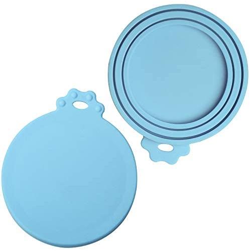 ISKM Pet Food Can Cover Universal Silicone Cat Dog Food Can Lids 1 Fit 3 Standard Size BPA Free FDA Food Grade & Dishwasher Safe Blue …