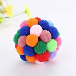 WangNana 1PC/3Pcs Fun Cat Toy Stuff Catnip Handmade Bell Bouncing Ball Pet Supplies Pet Toy Cat and Dog Built-in Scratching Device 7cm1PCS