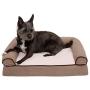 Furhaven Pet Dog Bed - Cooling Gel Memory Foam Faux Fleece and Chenille Soft Woven Traditional Sofa-Style Living Room Couch Pet Bed with Removable Cover for Dogs and Cats