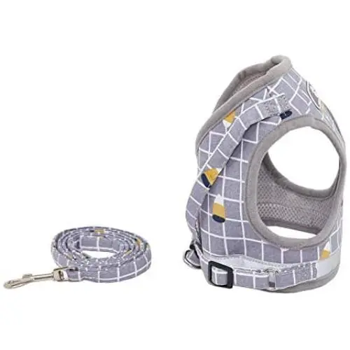 Fienveorn Dog Harness Step-in Breathable Puppy Cat Dog Vest Harnesses, Grey,S Fienveorn Dog Harness Step-in Breathable Puppy Cat Dog Vest Harnesses, Grey,S