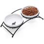 Y YHY Cat Bowls Elevated, Cat Food Dish Raised, Tall Cat Bowls for Food and Water, Ceramic Pet Dishes for Cat or Dogs, Anti Vomiting, Whisker Fatigue, Dishwasher Safe, 12 Ounces