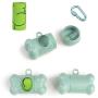 Dog Poop Pickup Bags Holder Dispenser with 1 Roll Random Color Leak-proof Scented Doggy Waste Bags and Carabiner with Safety Lock Plus Hook and Loop Fastener Never Loose on Leash Lead Again (Blue)