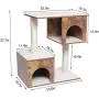 USIKEY Wooden Cat Tree with 2 Cozy Plush Condos, Cat Tower with Soft Protective Cushion and Sisal Posts, Cat Activity Tree with Cave, Kittens Activity Center, Easy Cleaning USIKEY Wooden Cat Tree with 2 Cozy Plush Condos, Cat Tower with Soft Protective Cushion and Sisal Posts, Cat Activity Tree with Cave, Kittens Activity Center, Easy Cleaning