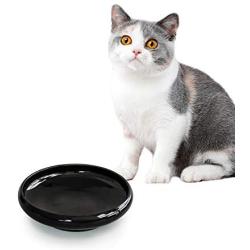 omSaf Cat Food Water Bowl, Wide Shallow Ceramic Cat Dish, Non Spill Pet Bowl, 10oz