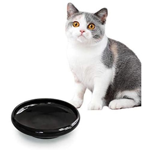 omSaf Cat Food Water Bowl, Wide Shallow Ceramic Cat Dish, Non Spill Pet Bowl, 10oz