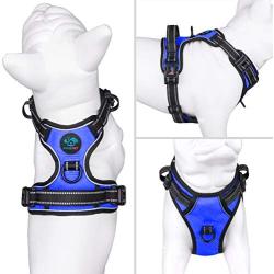 PHOEPET No Pull Dog Harnesses for Small Puppies Reflective Adjustable Front Clip Vest with 2 Metal Leash Attachment Hooks Soft Handle [Over The Head Design](S, Royal Blue)