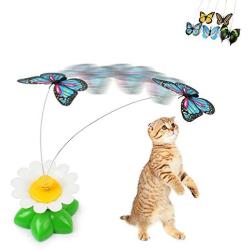 Funny Cat Toys Electric Rotating Butterfly Steel Wire Pet Cat Kitten Teaser Toy (Color random, without Batteries)