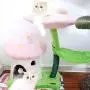 Mushroom Shape Cat Tree, Plush Cat Tower, Kitten Climbing Frame, Butterfly Flower Perch, Scratching Post, Cozy Condo, Perfect for Cat Indoor Activity