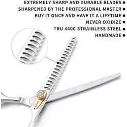 Klngstar Professional Razor Edge Series - 7.0''/8.0'' Japan 440C Silver Personality Design Pet Grooming Cutting Scissors - Dog Big Chunker Shears