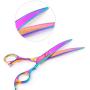 Besmall 7.0inch Titanium Professional Pet Grooming Scissors Set,Straight Thinning Curved Scissors 4pcs Set for Dog Grooming with Comb and Clean Cloth