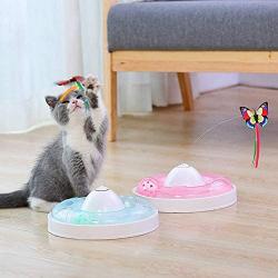 redcolourful Quality Pet Supplies, Cat Electric Butterfly Toys Teaser Stick Cat Turntable Ball Automatic Toy Pink Ideal Pet Product