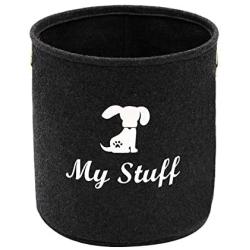 Morezi Round Felt pet Toy Storage, Dog Toy bin, Basket Chest Organizer with Metal Handles - Perfect for organizing pet Toys, Blankets, leashes and Food