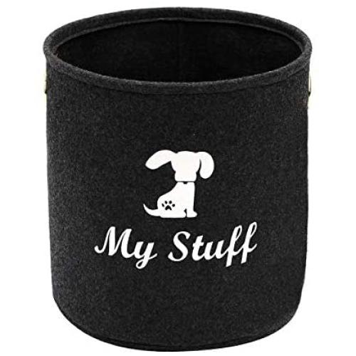 Brabtod Round Felt Pet Toy and Accessory Storage Bin Storage Basket for Home Décor - Pet Toy - Blankets - Leashes and Food