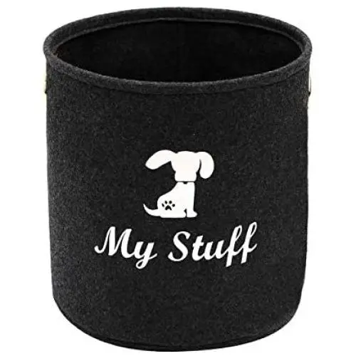 Morezi Round Felt pet Toy Storage, Dog Toy bin, Basket Chest Organizer with Metal Handles - Perfect for organizing pet Toys, Blankets, leashes and Food Morezi Round Felt pet Toy Storage, Dog Toy bin, Basket Chest Organizer with Metal Handles - Perfect for organizing pet Toys, Blankets, leashes and Food