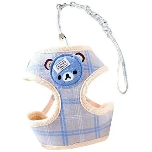 Loyanyy Vest Harness for Small Dog Cat with Leash Classic Lattice Dog Harness Adjustable Comfortable Puppy Leader