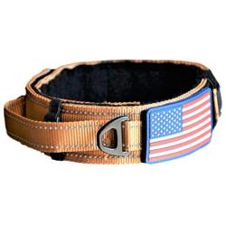 Diezel Pet Products Dog Collar with Control Handle Quick Release Metal Buckle Heavy Duty Military Style 2'' Width Nylon with USA Flag for Handling and Training Large Canine Male Or Female K9