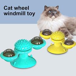 ocijf179 Turntable Pet Cats Puzzle Training Turntable Windmill Ball Teaser Whirling Interactive Toy - Random Color
