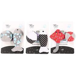 ocijf179 Cats Toy 6Pcs Plush Mouse Fish Ball Funny Pet Cats Teaser Interactive Mint Catnip Toy - Grey+Black White+Red