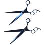 ShearsDirect Japanese 440 Stainless Steel Grooming Shear, 8.5-Inch, Straight and Curved Blue Titanium