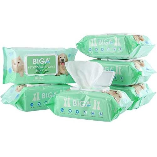 Deodorizing Hypoallergenic Pet Wipes with Fragrance Free Natural Organic for Cleaning Face Butt Eyes Ears Paws Teeth 100ct per Pack