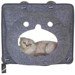 K KAMYS ZOO Felted Cat Cave Bed, Cat House Bed, Cat Window Hammock Perch