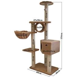 Cat Trees Cat Climbing Frame Tower Comfortable Pet Activity Centre Scratching Post with Hammock Run-anmy0716